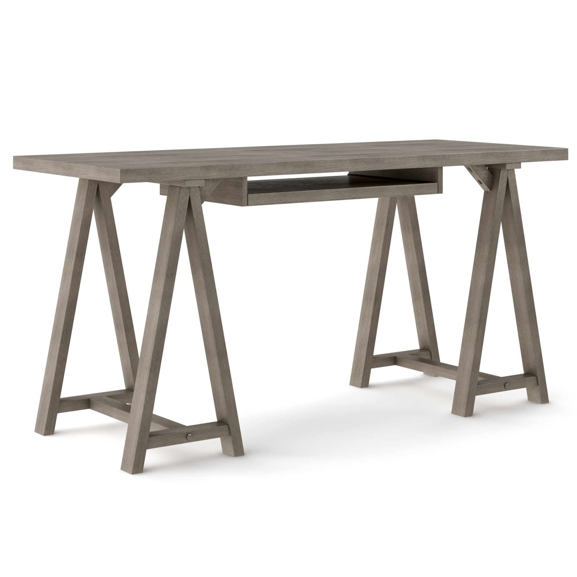 Sawhorse Solid Wood Desk In Farmhouse Grey