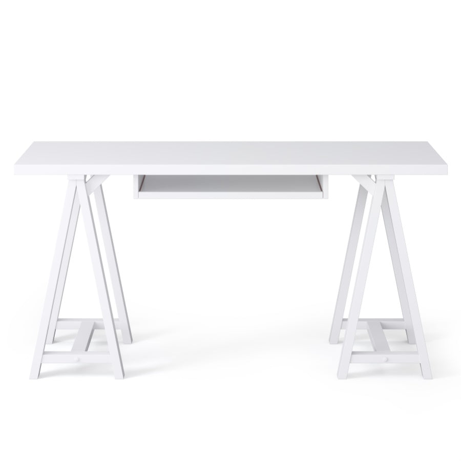 Sawhorse Solid Wood Desk In White