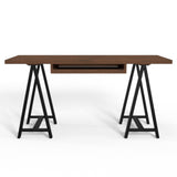 Sawhorse Solid Walnut Veneer And Metal Desk