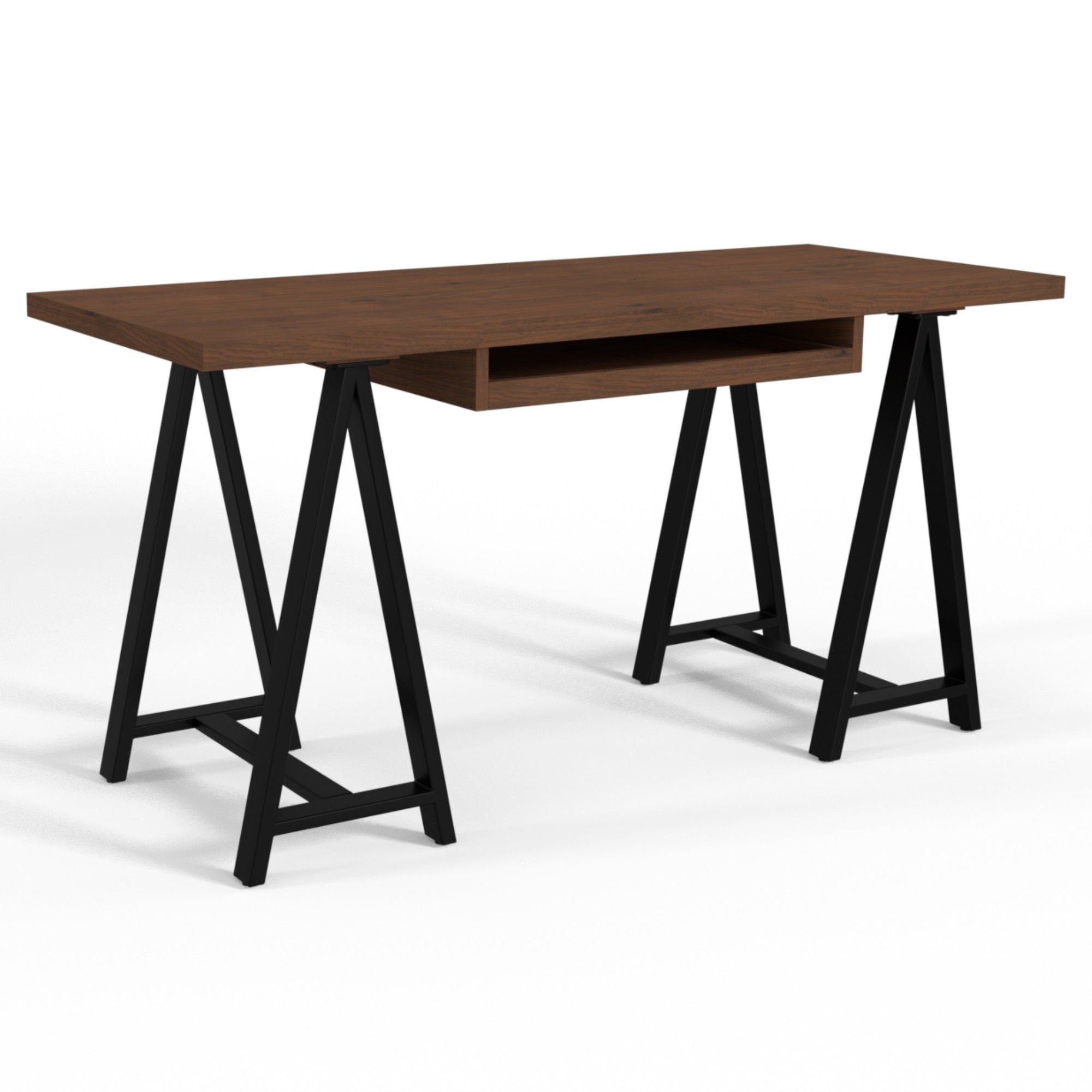 Sawhorse Solid Walnut Veneer And Metal Desk