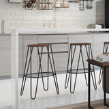 Simeon Metal 26 Inch Metal Counter Height Stool With Wood Seat (Set Of 2)