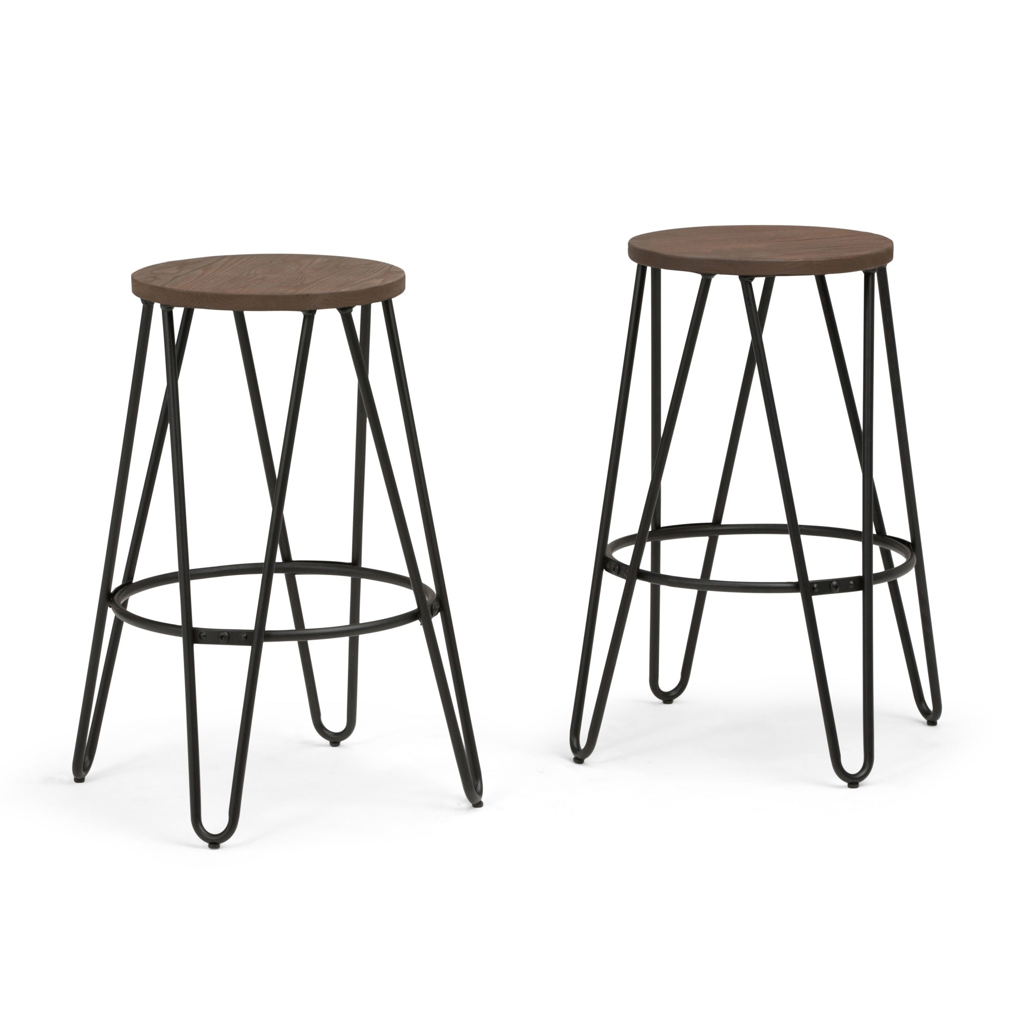 Simeon Metal 26 Inch Metal Counter Height Stool With Wood Seat (Set Of 2)