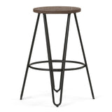 Simeon Metal 26 Inch Metal Counter Height Stool With Wood Seat (Set Of 2)