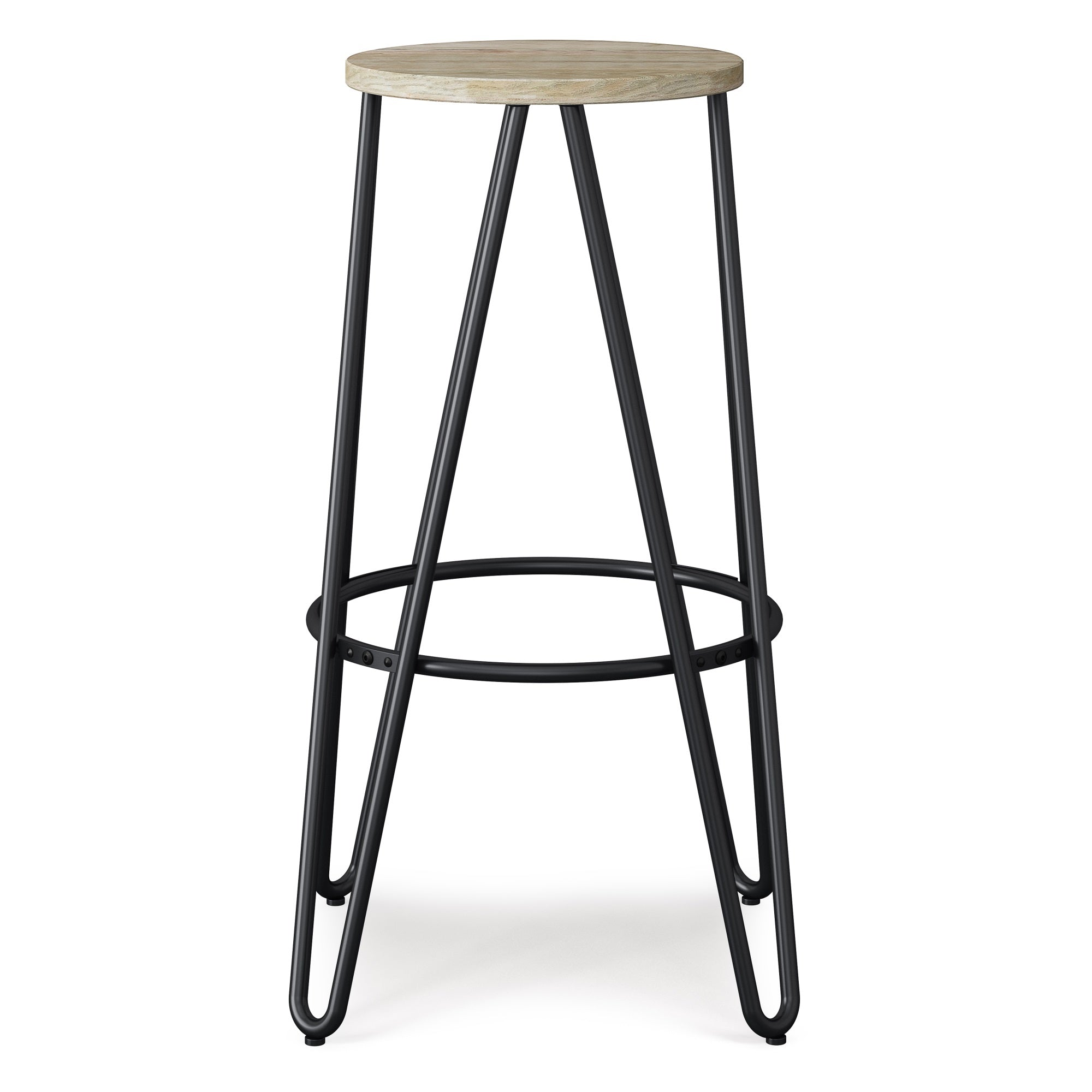 Simeon 30 Inch Metal Bar Stool With Wood Seat In Natural / Black