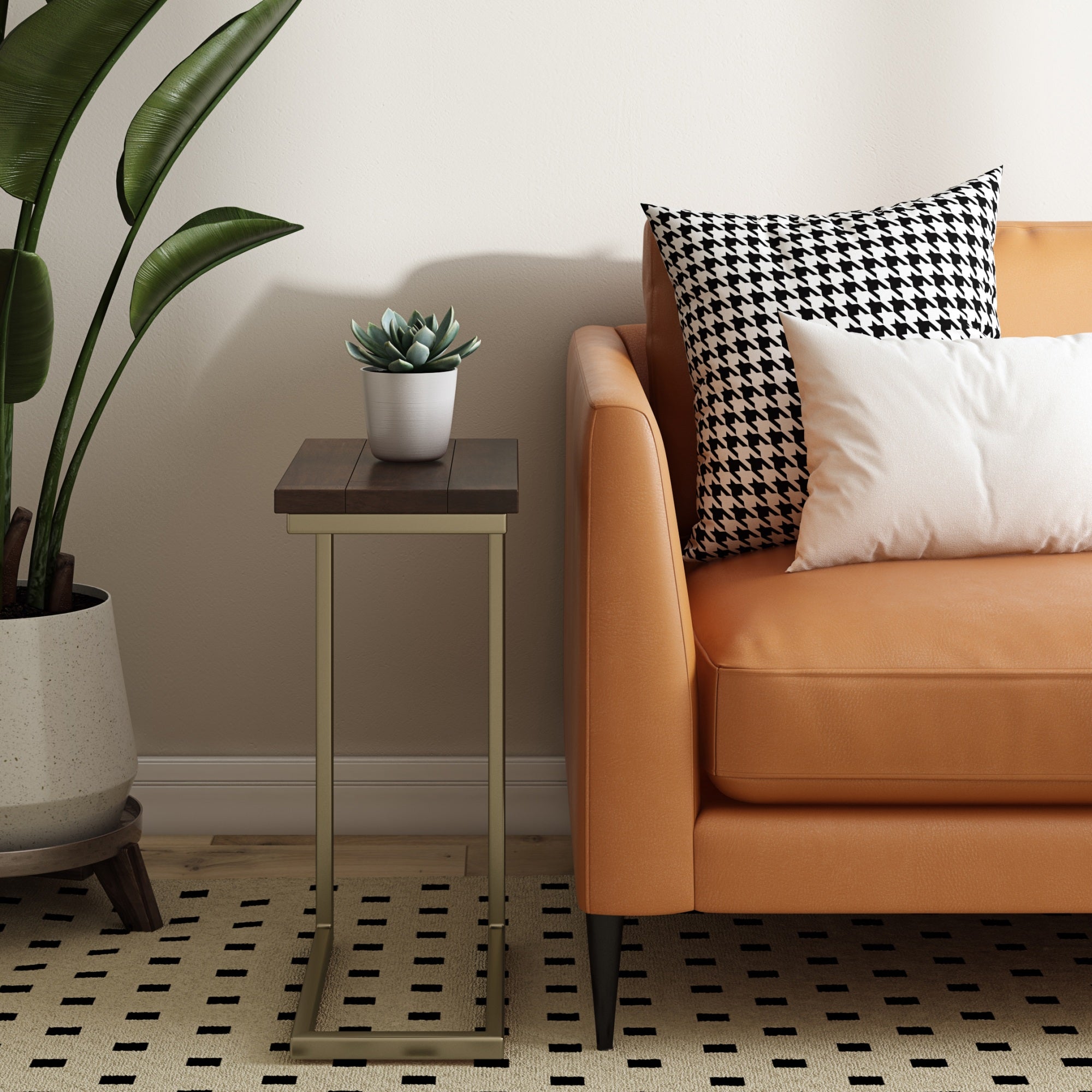 Skyler Solid Mango Wood & Metal 18 In Wide Rectangle C Side Table