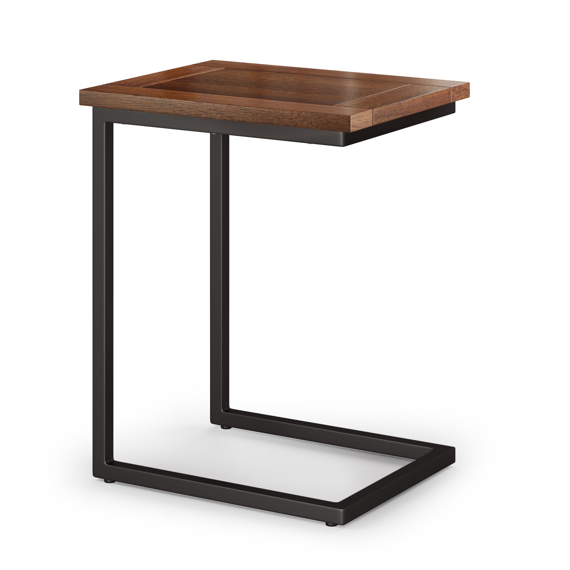 Skyler Solid Mango Wood Wide C Side Table In Dark Cognac Brown