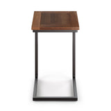 Skyler Solid Mango Wood Wide C Side Table In Dark Cognac Brown