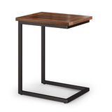 Skyler Solid Mango Wood Wide C Side Table In Dark Cognac Brown