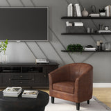 Austin 30 Inch Wide Contemporary Tub Chair In Distressed Saddle Brown Faux Leather