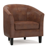 Austin 30 Inch Wide Contemporary Tub Chair In Distressed Saddle Brown Faux Leather