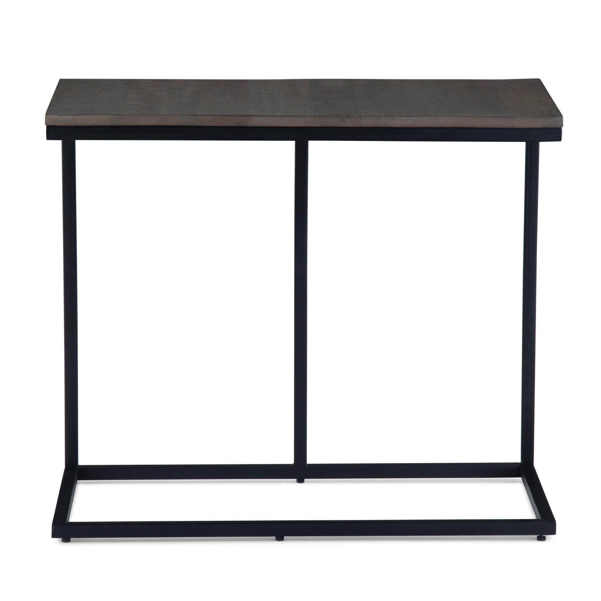 Ward Solid Mango Wood And Metal 28 Inch Wide Square Industrial Wide C Side Table In Warm Grey