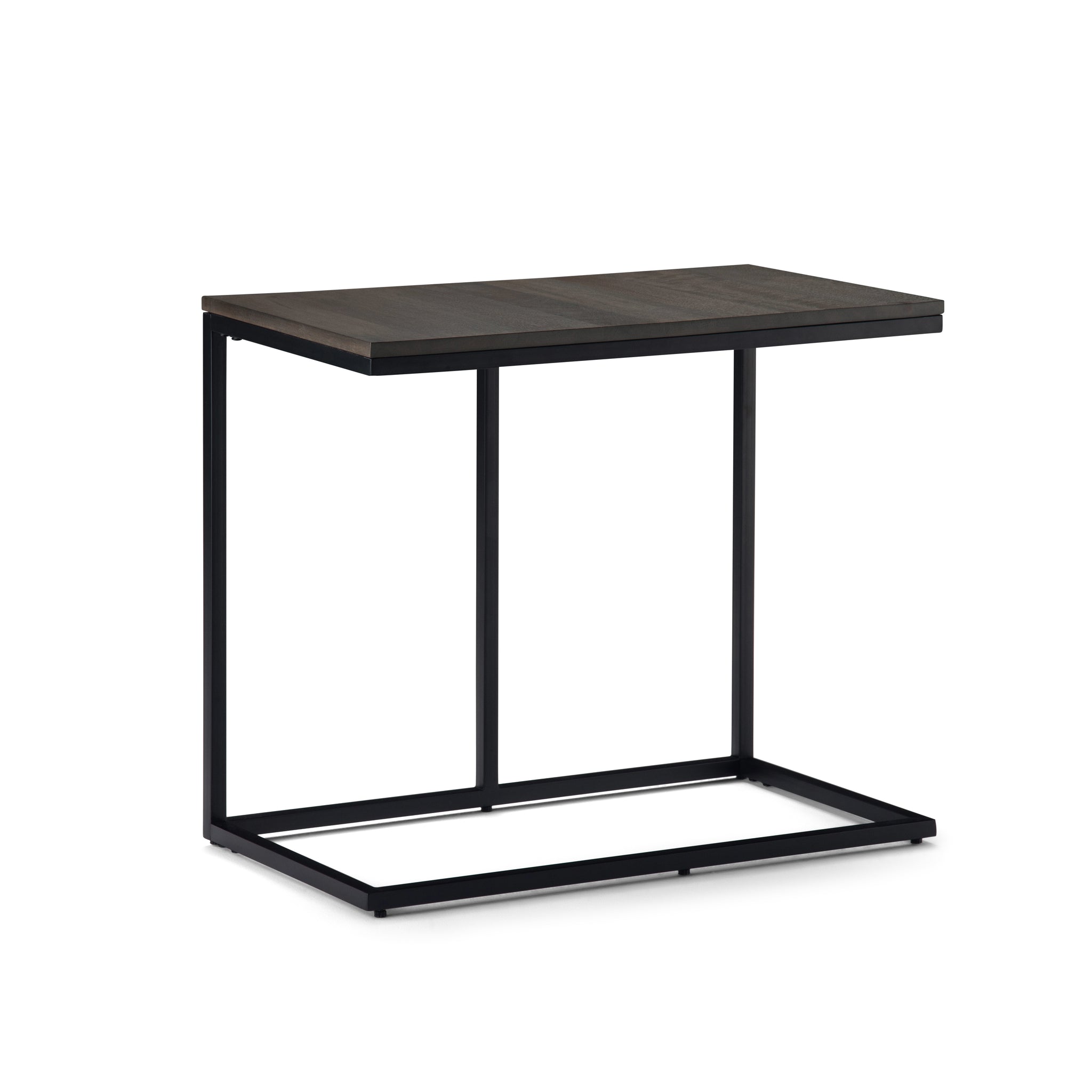 Ward Solid Mango Wood And Metal 28 Inch Wide Square Industrial Wide C Side Table In Warm Grey