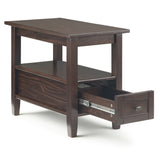 Warm Shaker Solid Wood 14 Inch Wide Rectangle Transitional Narrow Side Table In Tobacco Brown