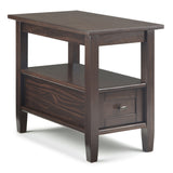 Warm Shaker Solid Wood 14 Inch Wide Rectangle Transitional Narrow Side Table In Tobacco Brown