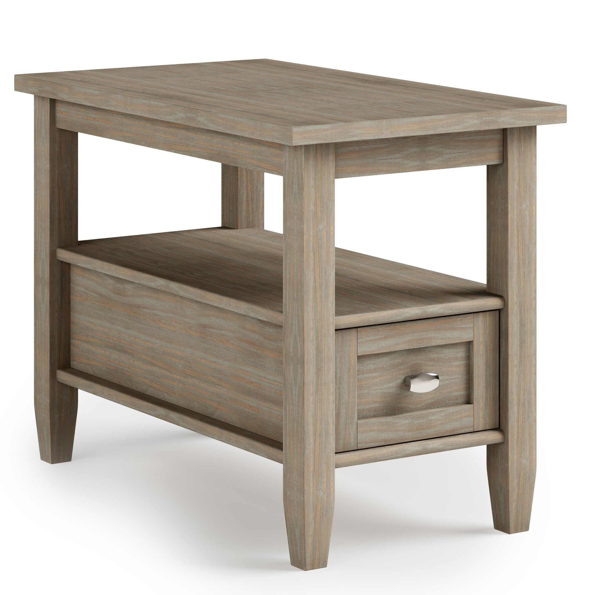 Warm Shaker Solid Wood Narrow Side Table In Distressed Grey