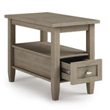Warm Shaker Solid Wood Narrow Side Table In Distressed Grey