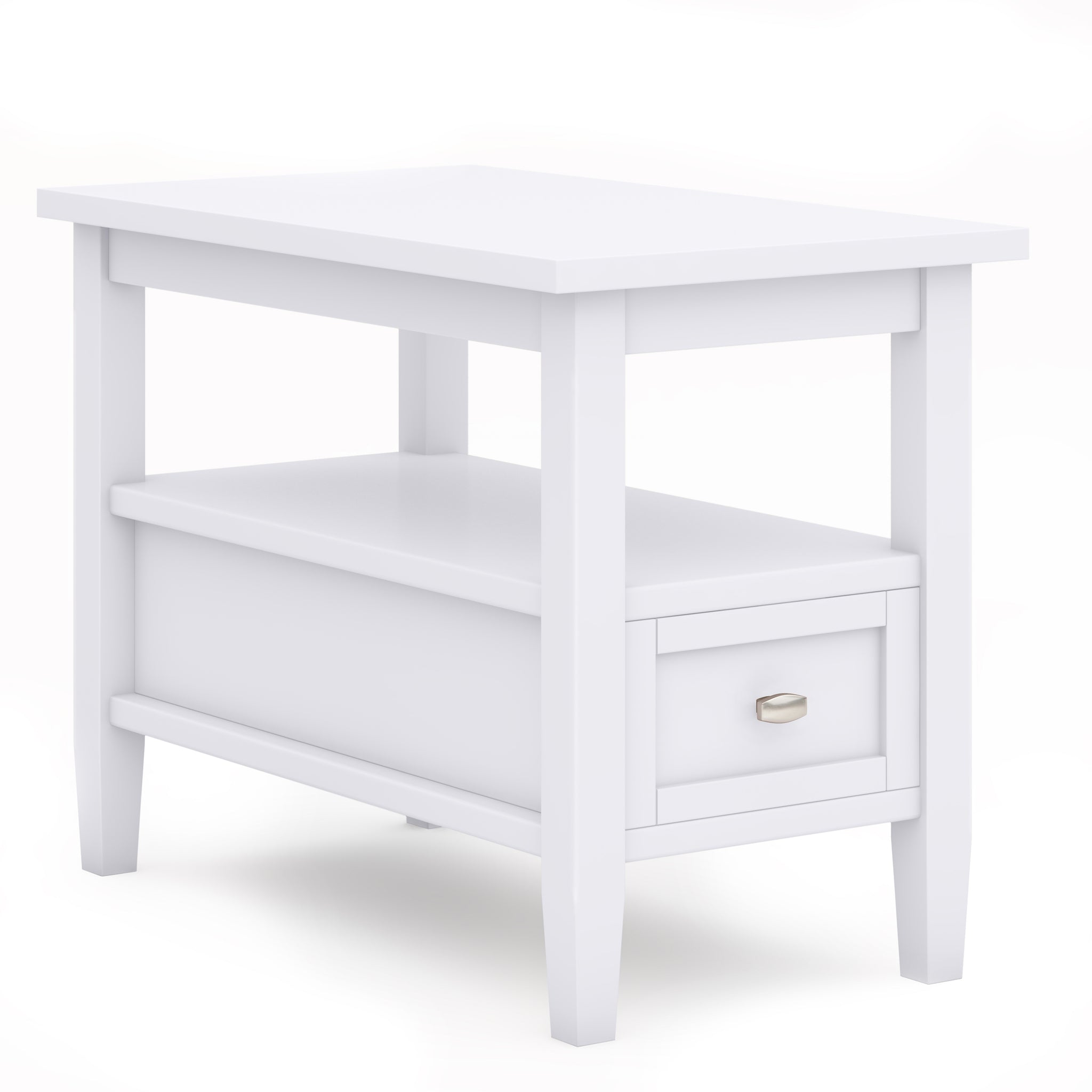 Warm Shaker Solid Wood Narrow Side Table In White