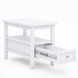 Warm Shaker Solid Wood Narrow Side Table In White