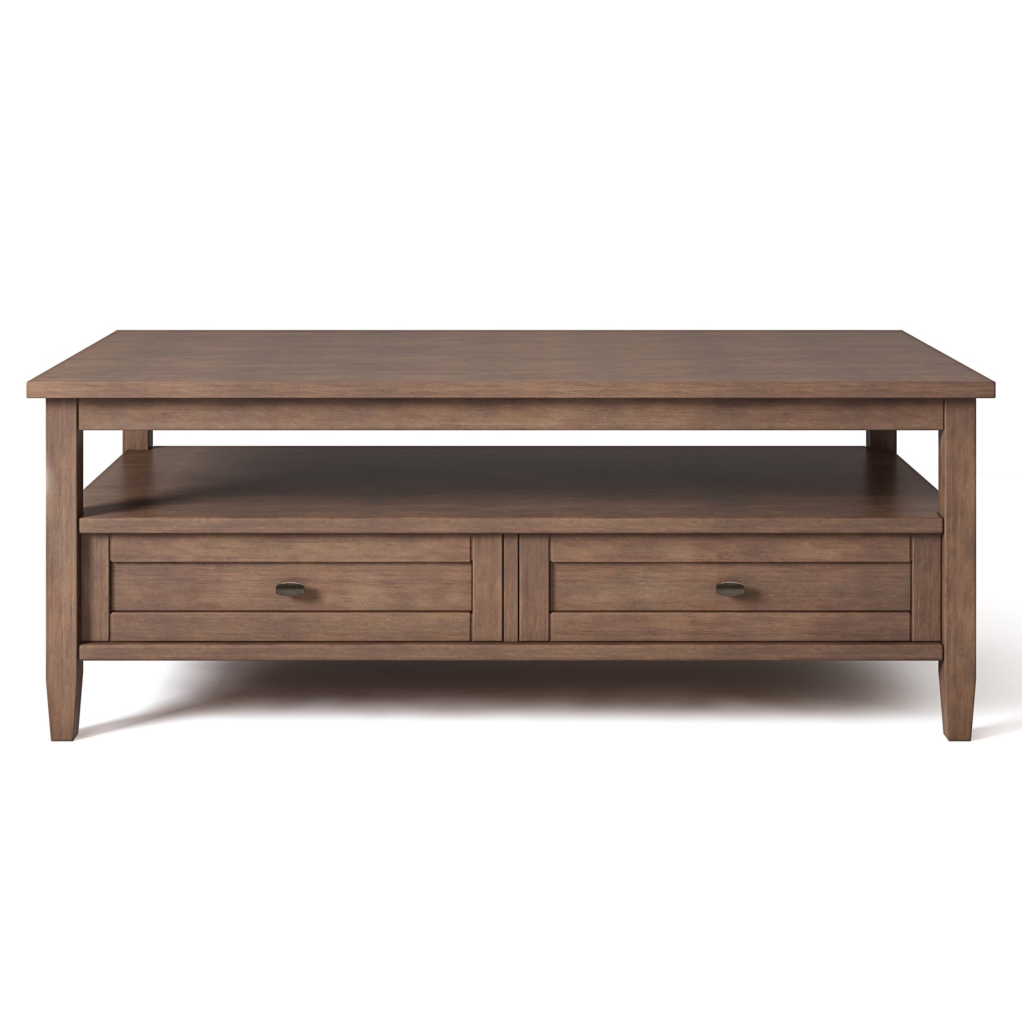 Warm Shaker Solid Wood Coffee Table In Rustic Natural Aged Brown