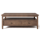 Warm Shaker Solid Wood Coffee Table In Rustic Natural Aged Brown