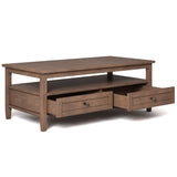 Warm Shaker Solid Wood Coffee Table In Rustic Natural Aged Brown