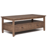 Warm Shaker Solid Wood Coffee Table In Rustic Natural Aged Brown