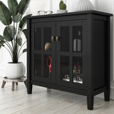 Warm Shaker Solid Wood 32 Inch Wide Transitional Low Storage Cabinet In Black