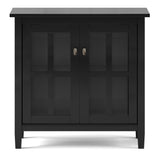 Warm Shaker Solid Wood 32 Inch Wide Transitional Low Storage Cabinet In Black