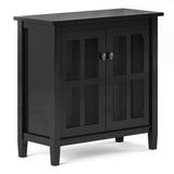 Warm Shaker Solid Wood 32 Inch Wide Transitional Low Storage Cabinet In Black