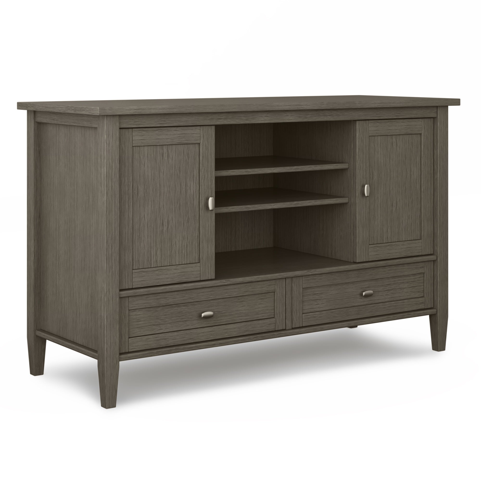 Warm Shaker Solid Wood 47 Inch Wide Transitional Tv Media Stand In Farmhouse Grey For Tvs Up To 50 Inches