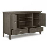 Warm Shaker Solid Wood 47 Inch Wide Transitional Tv Media Stand In Farmhouse Grey For Tvs Up To 50 Inches