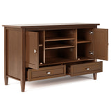 Warm Shaker Solid Wood Tv Media Stand In Russet Brown For Tvs Up To 50 Inches