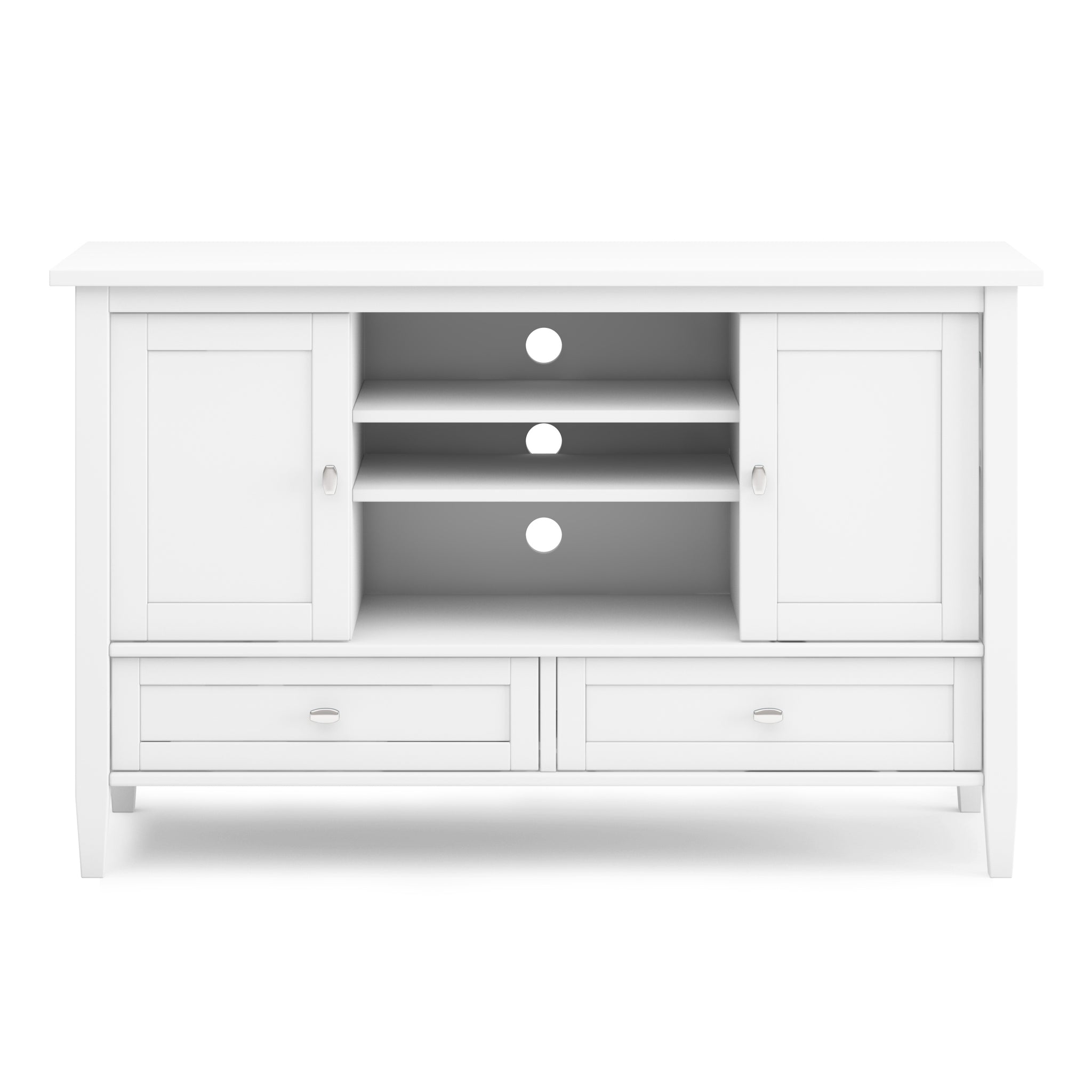 Warm Shaker Solid Wood Tv Media Stand In White For Tvs Up To 50 Inches