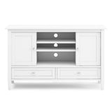 Warm Shaker Solid Wood Tv Media Stand In White For Tvs Up To 50 Inches