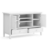 Warm Shaker Solid Wood Tv Media Stand In White For Tvs Up To 50 Inches