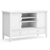 Warm Shaker Solid Wood Tv Media Stand In White For Tvs Up To 50 Inches
