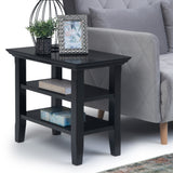 Acadian Solid Wood 14 Inch Wide Rectangle Transitional Narrow Side Table In Black