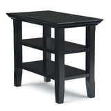 Acadian Solid Wood 14 Inch Wide Rectangle Transitional Narrow Side Table In Black