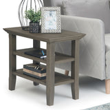 Acadian Solid Wood 14 Inch Wide Rectangle Transitional Narrow Side Table In Farmhouse Grey