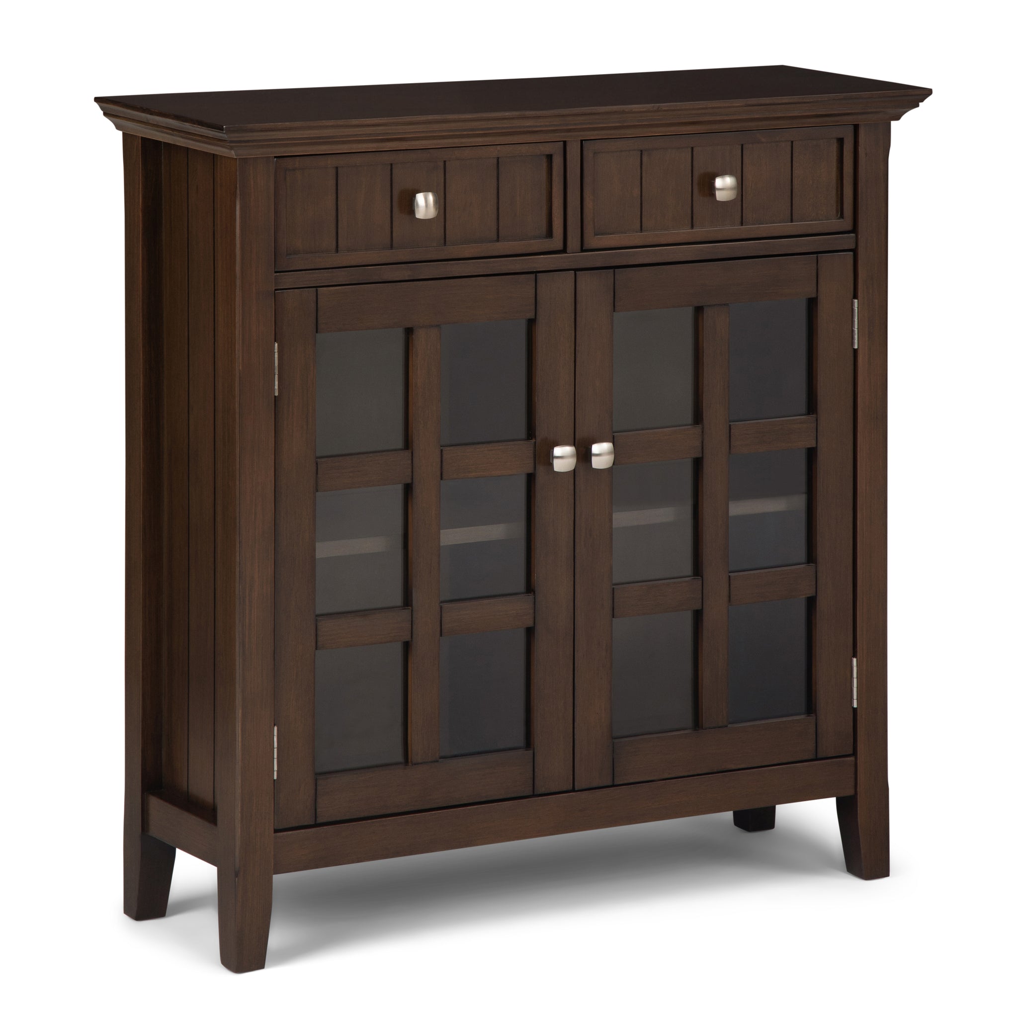 Acadian Solid Wood 36 Inch Wide Transitional Entryway Storage Cabinet In Natural Aged Brown