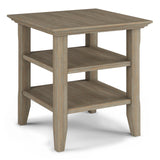 Acadian Solid Wood End Table In Distressed Grey