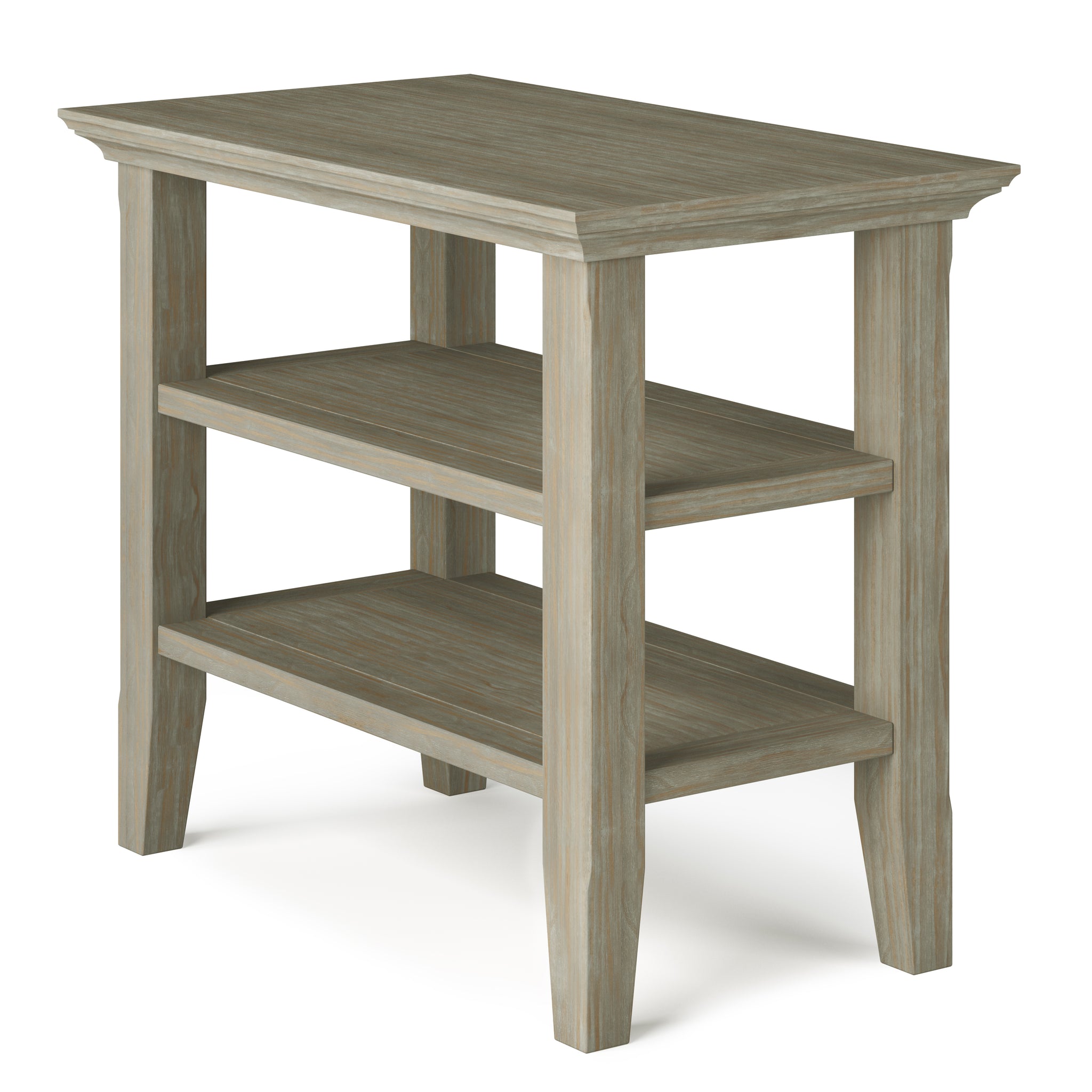 Acadian Solid Wood Narrow Side Table In Distressed Grey