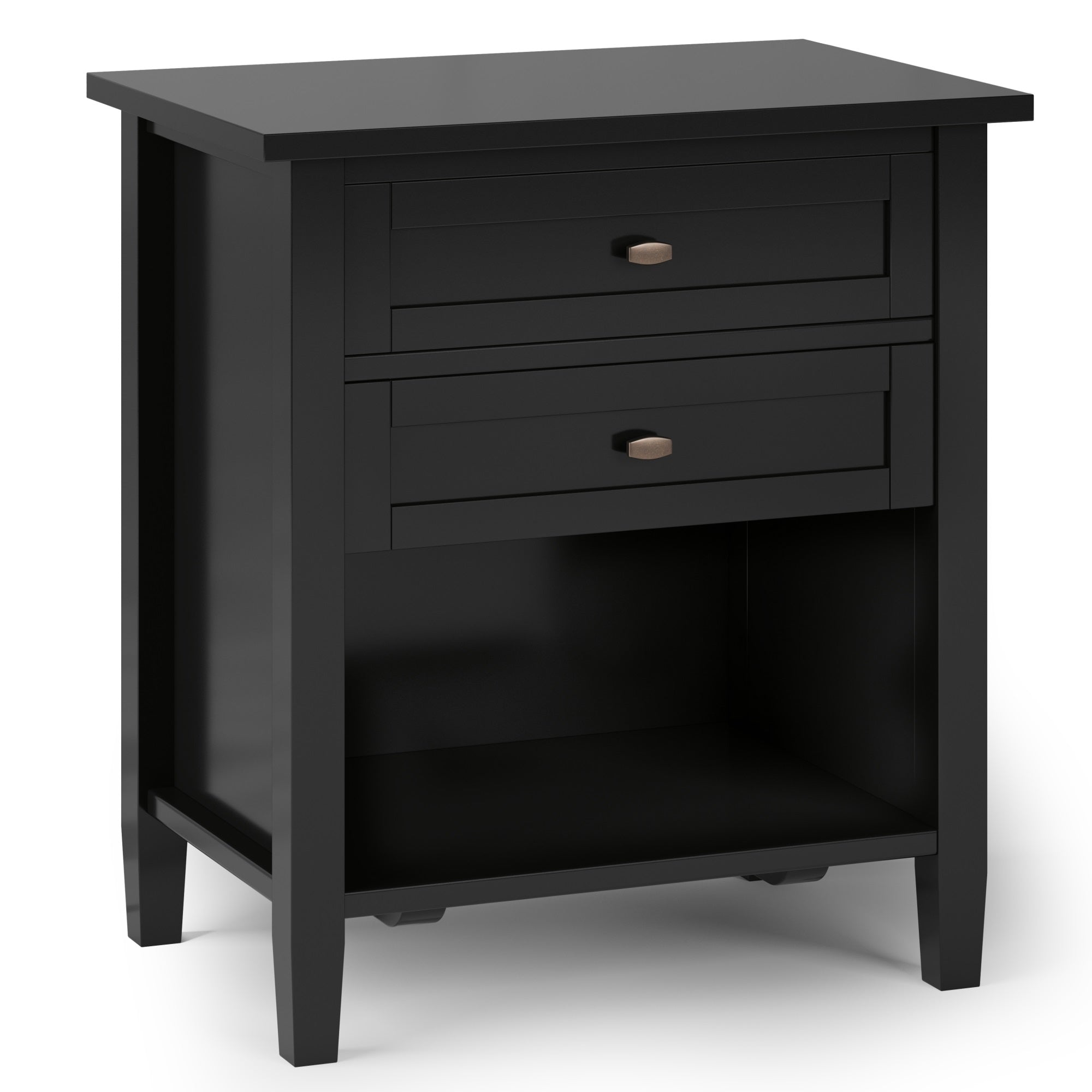 Warm Shaker Solid Wood 24 Inch Wide Transitional Bedside Nightstand Table In Black