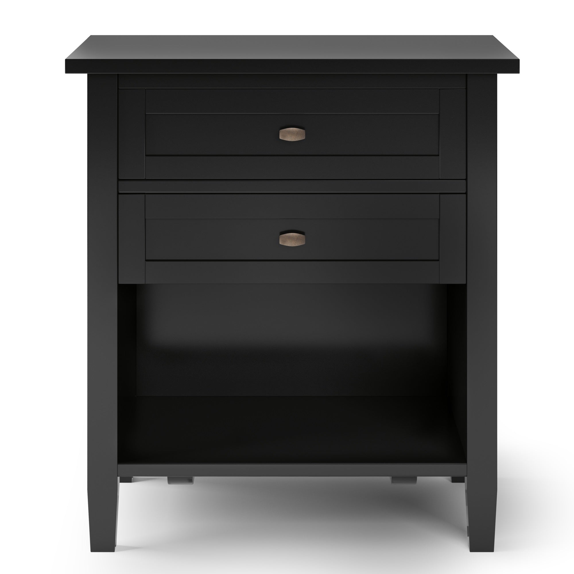 Warm Shaker Solid Wood 24 Inch Wide Transitional Bedside Nightstand Table In Black