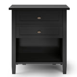 Warm Shaker Solid Wood 24 Inch Wide Transitional Bedside Nightstand Table In Black