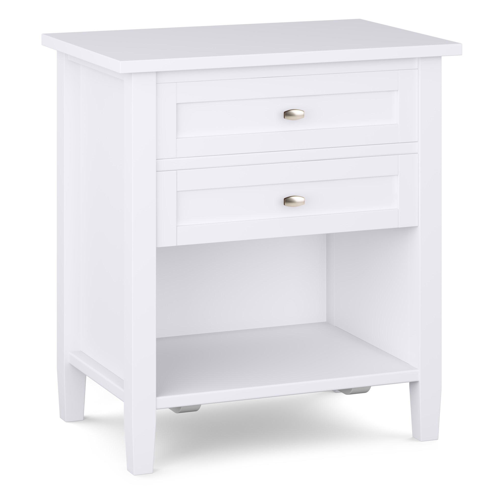 Warm Shaker Solid Wood 24 Inch Wide Transitional Bedside Nightstand Table In White