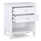 Warm Shaker Solid Wood 24 Inch Wide Transitional Bedside Nightstand Table In White