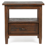 Warm Shaker Solid Wood 20 Inch Wide Rectangle Transitional End Table In Distressed Charcoal Brown