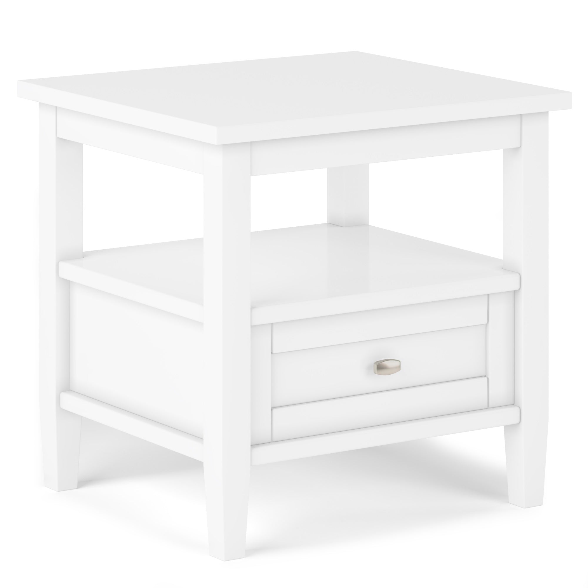 Warm Shaker Solid Wood 20 Inch Wide Rectangle Transitional End Table In White