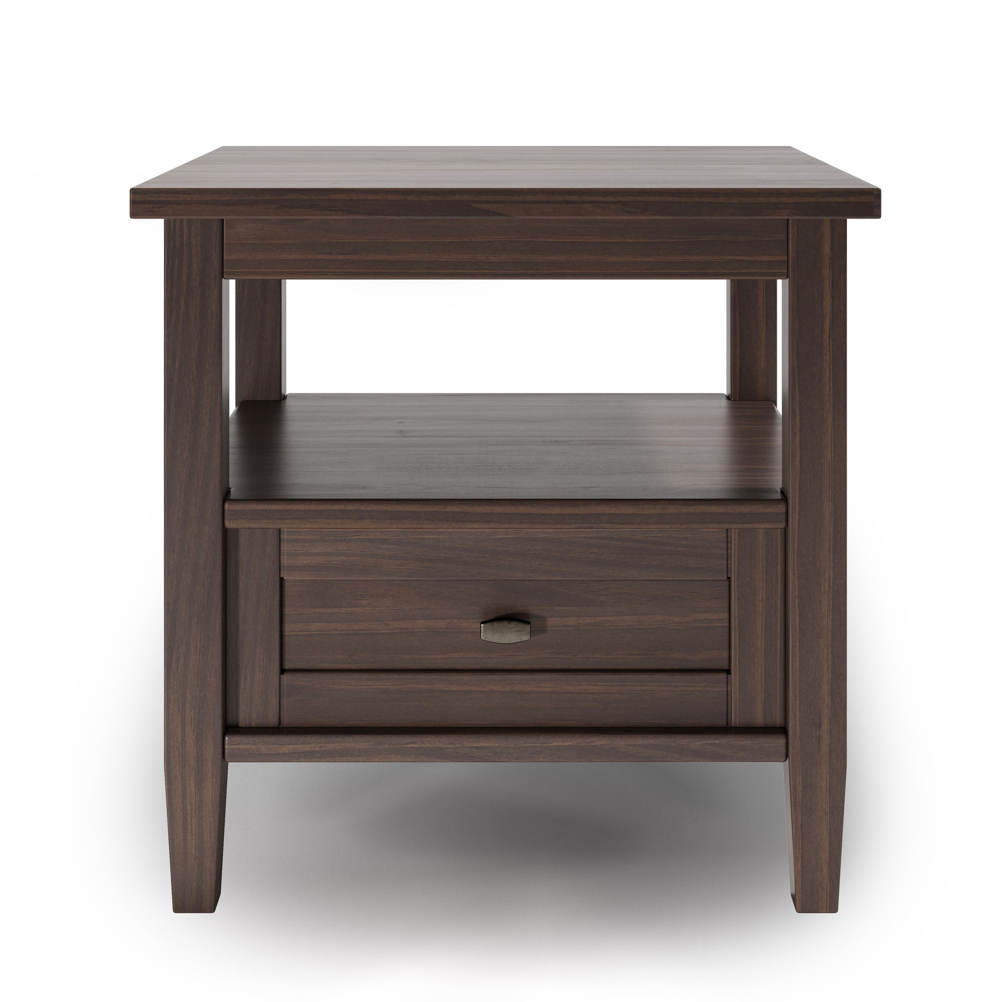 Warm Shaker Solid Wood End Table In Warm Walnut Brown